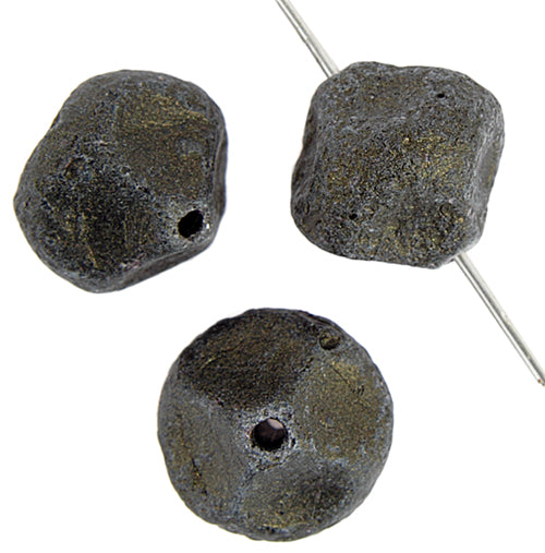 Glass Bead Nugget 13mm Opaque Metallic