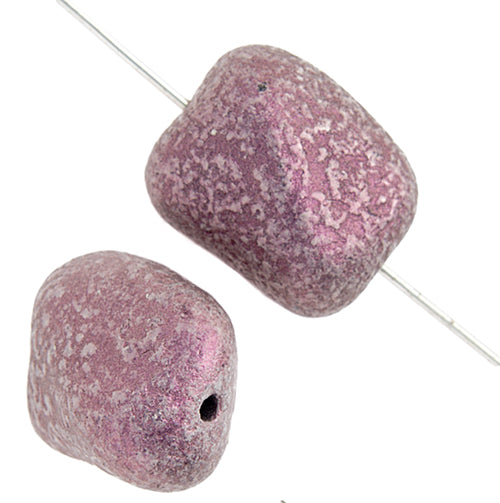 Glass Bead Rectangle 18x15mm Opaque Metallic