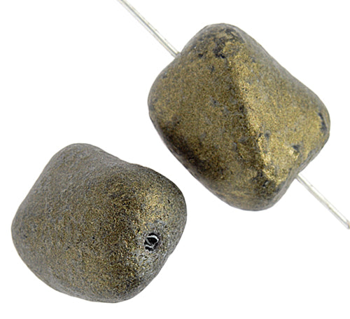 Glass Bead Rectangle 18x15mm Opaque Metallic