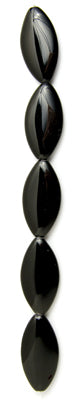 Glass Bead Navette 38x18mm Opaque Black 