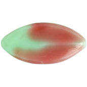 Glass Bead Navette 38x18mm Opaque Green Rose Two-tone