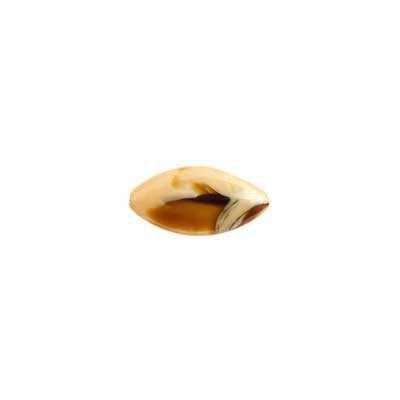 Glass Bead Navette 38x18mm Opaque Beige Brown Two-tone
