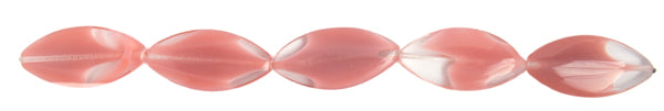 Glass Bead Navette 38x18mm Pink Moonshine