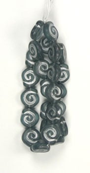 Glass Bead Swirl Montana Matte/Silver Painted Strung 12x11mm