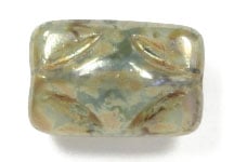 Glass Bead Rectangle 12x8mm Blue/Teal/Grey Strung