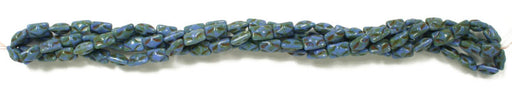 Glass Bead Rectangle 12x8mm Blue Marble Strung