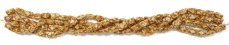 Glass Bead Rectangle 12x8mm Beige Marble Strung