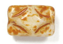 Glass Bead Rectangle 12x8mm Beige Marble Strung