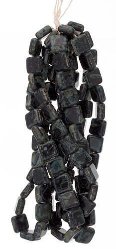 Glass Bead Squares 9mm Strung Marble