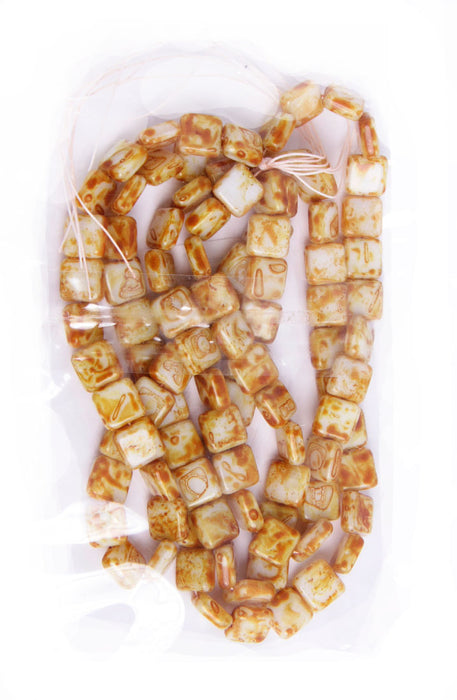 Glass Bead Squares 9mm Strung Marble