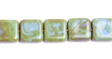Glass Bead Squares 9mm Strung Marble