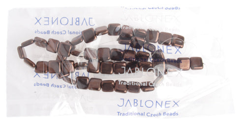 Glass Bead Square 8mm Opaque Black Bronze