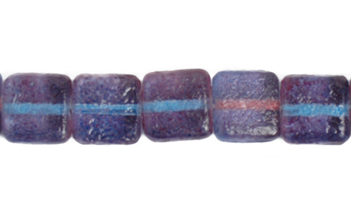 Glass Bead Squares 8mm Strung Two-Tone Sugar