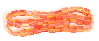 Glass Bead Squares 8mm Strung Two-Tone Sugar