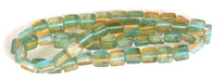 Glass Bead Squares 8mm Strung Two-Tone Sugar
