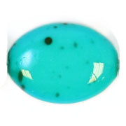 Glass Bead 12x9mm Flat Oval Turquoise Matrix Strung