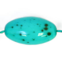 Glass Bead 14x8mm Oval Turquoise Matrix Strung