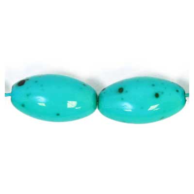Glass Bead 14x8mm Oval Turquoise Matrix Strung