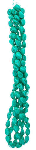 Glass Bead 13x9mm Twisted Pear Shape Turquoise Matrix Strung