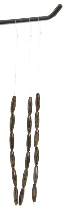 Glass Bead 22x6mm Long Oval Brown Marble Opaque