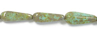 Glass Bead 18x7mm Drop Blue/Green Marble Strung