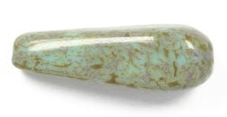 Glass Bead 18x7mm Drop Blue/Green Marble Strung