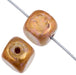 Glass Bead 7x8mm Cube Brown Marble Strung