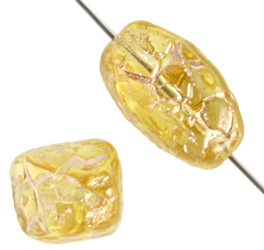 Glass Floral Oval Bead 15x12mm with Gold Details