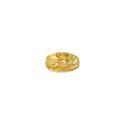 Glass Floral Oval Bead 15x12mm with Gold Details