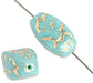Glass Floral Oval Bead 15x12mm with Gold Details