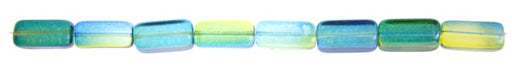 Glass Long Rectangle Bead Strung 24x15mm Blue/Green/Yellow