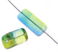 Glass Long Rectangle Bead Strung 24x15mm Blue/Green/Yellow