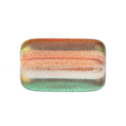 Glass Long Rectangle Bead Strung 24x15mm Orange/Teal Green