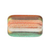 Glass Long Rectangle Bead Strung 24x15mm Orange/Teal Green