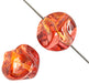 Glass Twisted 11mm Round Bead Strung Orange/Yellow/Pink