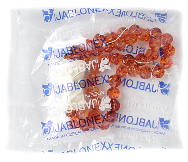 Glass Twisted 11mm Round Bead Strung Orange/Yellow/Pink