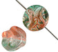 Glass Twisted 11mm Round Bead Strung Orange/Teal Green