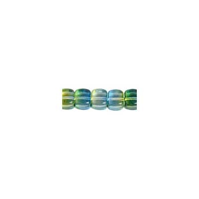 Glass Bead Cubes 8x11mm Strung Blue/Green/Yellow