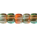 Glass Bead Cubes 8x11mm Strung Orange/Teal Green