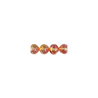 Glass Bead Baroque Round 10mm Strung Orange/Gold/Pink