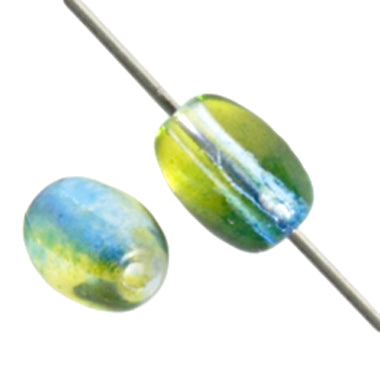 Glass Bead Oval 7x5mm Strung Blue/Green/Yellow