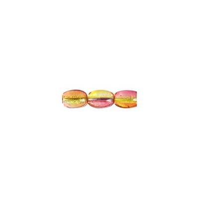 Glass Bead Oval 7x5mm Strung Orange/Yellow/Pink