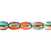 Glass Bead Oval 7x5mm Strung Orange/Teal Green