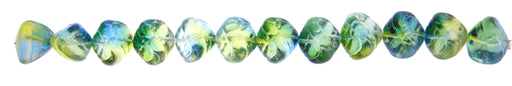 Glass Bead Fancy 15x16mm Strung Blue/Green/Yellow