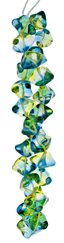 Glass Bead Fancy 11x15mm Strung Blue/Green/Yellow