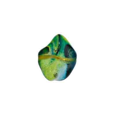 Glass Bead Fancy 11x15mm Strung Blue/Green/Yellow