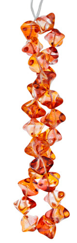 Glass Bead Fancy 11x15mm Strung Orange/Yellow/Pink