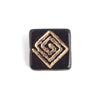 Glass Bead Flat Square 15mm Strung With Centre Drill Black/Gold