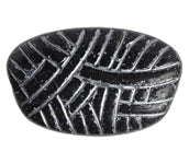 Glass Bead Irregular Oval 33x20mm Jet/Silver Painted