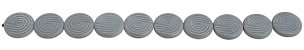 Glass Bead 18mm Round Twister Pattern Grey Silk